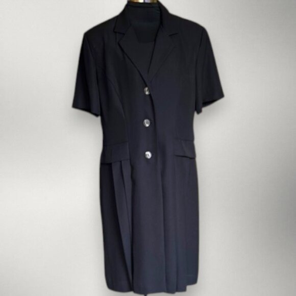 Vintage Fattaneh Bahari 2 Piece Black Blazer Dress Size 16 - Picture 2 of 15